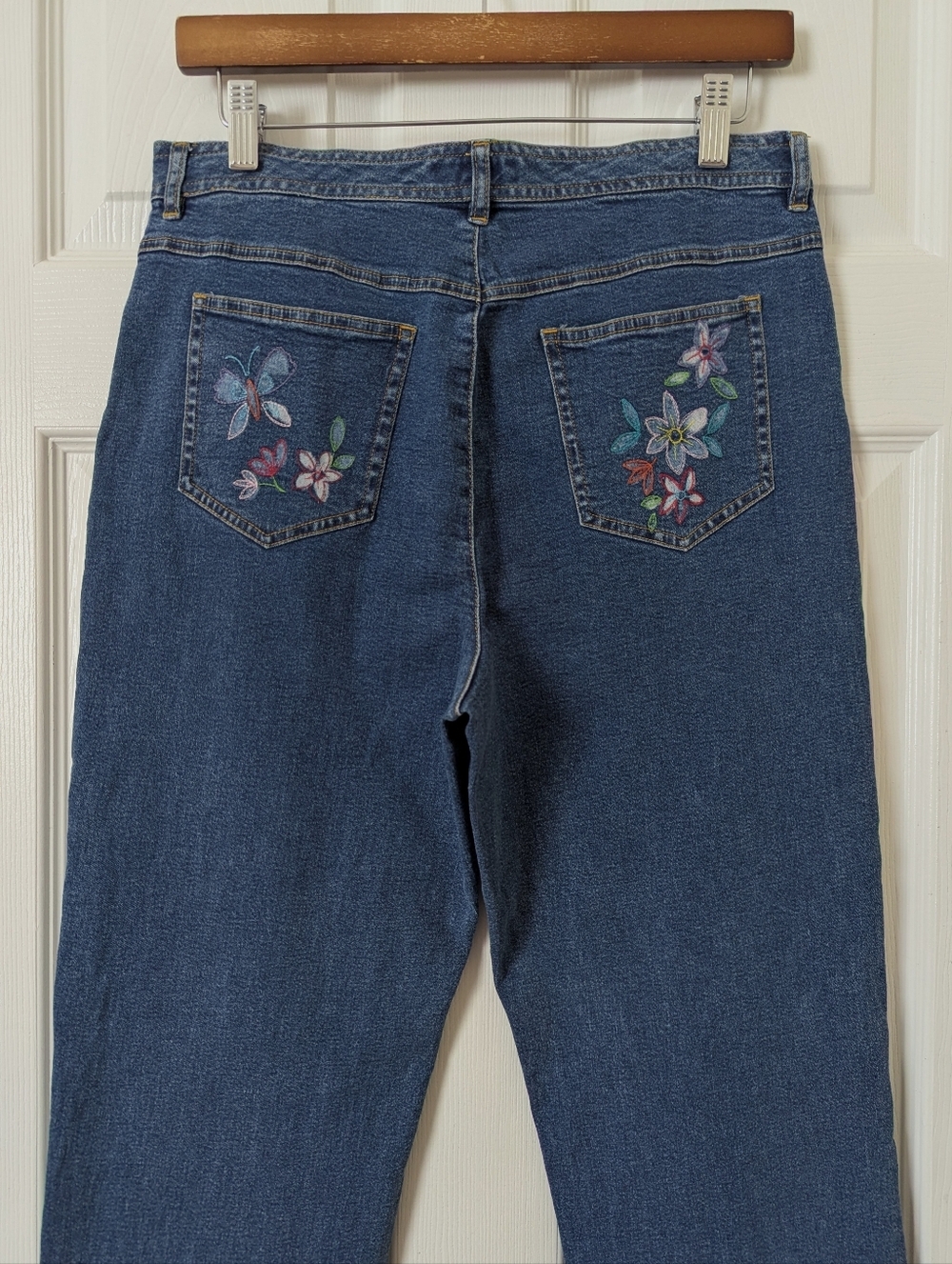 Real Clothes by Saks Fifth Avenue 90's Vintage Floral Embroidered Jeans Blue 10P - Picture 5 of 13